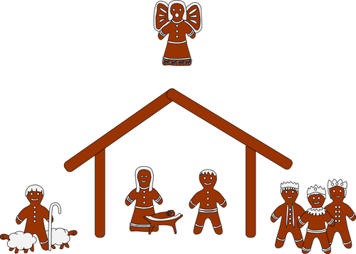 Gingerbread nativity vector