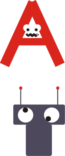 Grappige A & T brieven vectorafbeeldingen