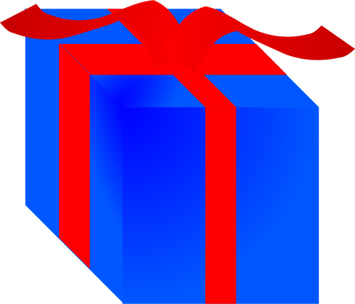 Caja de regalo azul envuelta con cinta roja prediseñadas de vector