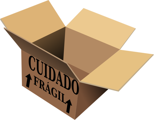 Vector de la imagen de la caja de cartón abierta con cuidado fragil firme en