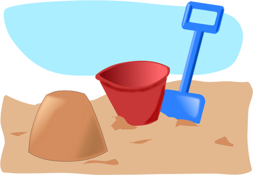 Vektorové kreslení sandcastle s kbelík a rýč