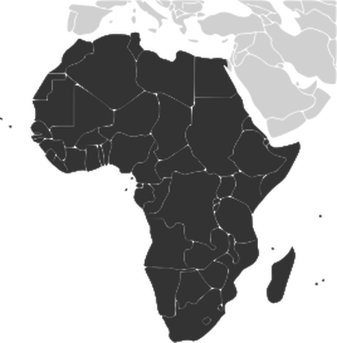 Mapa de contorno de imagen vectorial continente africano