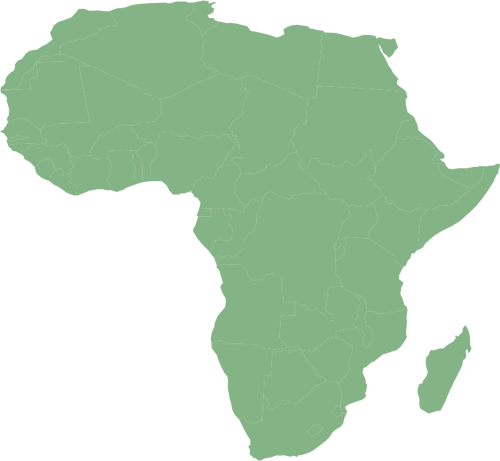 원통형 동등한 지역 투영 벡터 클립 아트에서 국가와 아프리카의 지도