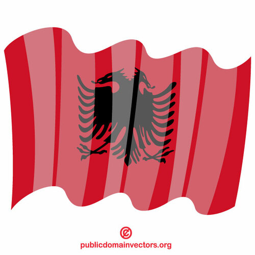 Machając flagą Albanii