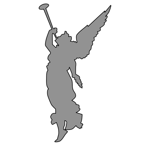 天使遊ぶトランペット シルエット ベクトル描画