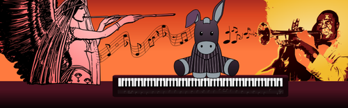 Vector de la imagen del burro tocando el piano