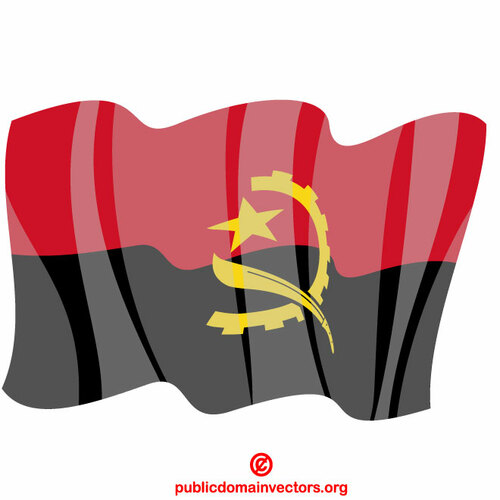 Ondeando la bandera de la República de Angola