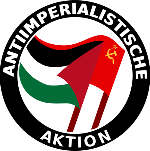 Illustraties van anti-imperialistische actie kleurenlogo