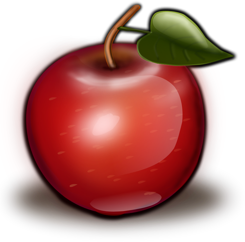 Clip art wektor z wypryskami błyszczące czerwone jabłko
