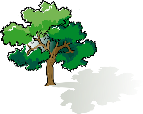 Vector clip art of colored oak tree