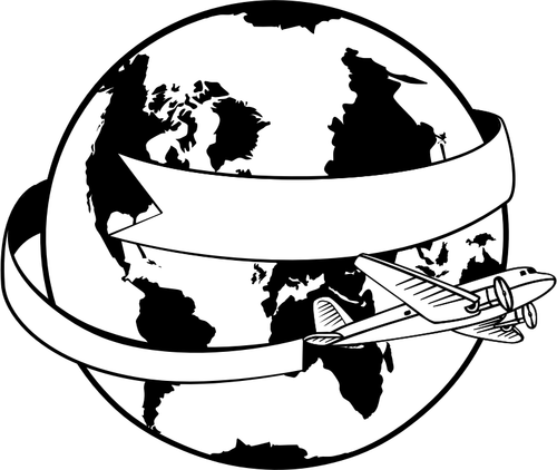 Rond de wereld-banner