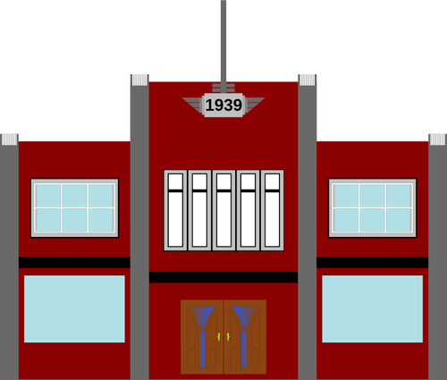 Ilustración de vector de edificio comercial art-decó de la década de 1930