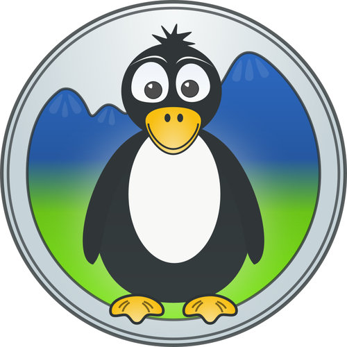 Pinguin im Gebirge-Vektor-logo