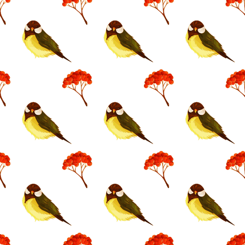 Burung dan pome mulus pola vektor ilustrasi