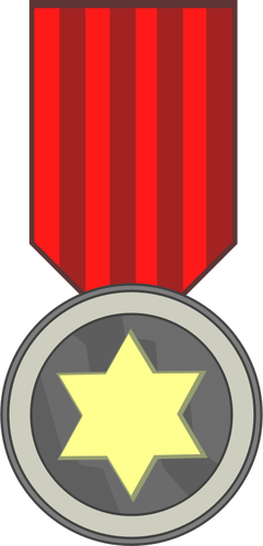 Vector clip art of star award medal on red ribbon