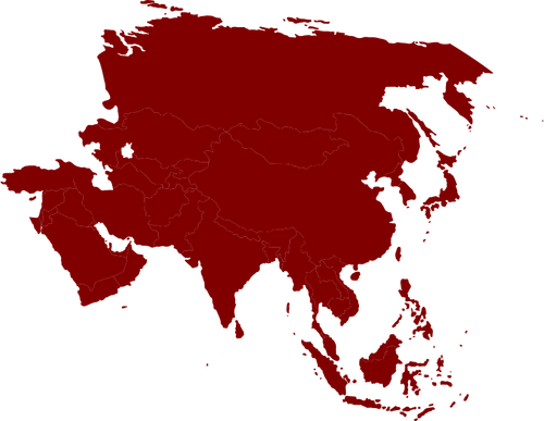 Colored map of the Asia vector illustration