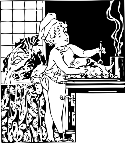 Vector bildet av barnet som matlaging kokk