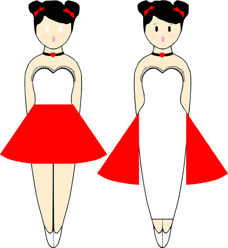 Vector de la imagen de bailarinas vestidas de rojo