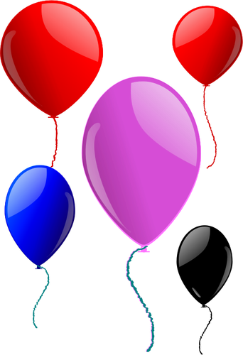 Vector images clipart de cinq ballons flottants