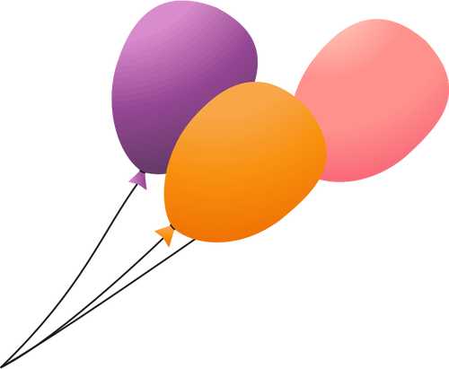 Tre flygande ballonger på en bly-vektorbild