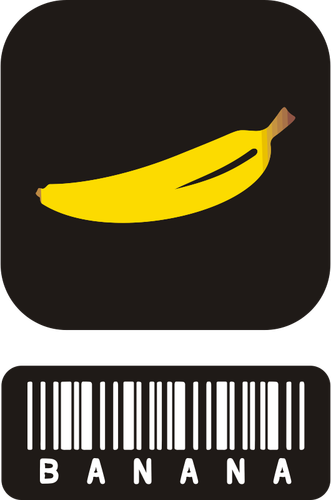 Ilustraţie vectorială de două bucata autocolant pentru banane cu coduri de bare