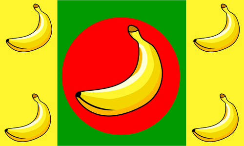 Prediseñadas de vector de bandera del plátano con cinco frutas