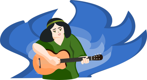 Illustrazione di donna giocando guitar vettoriale