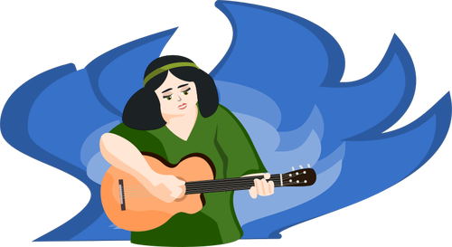 Vrouw spelen gitaar vectorillustratie