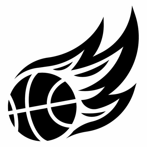 Ballon de basket-ball avec la silhouette de flamme