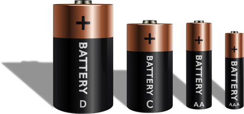 Forskjellige batteristørrelser