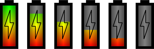 Vector Illustrasjon av statusen for forskjellige batteriikonene