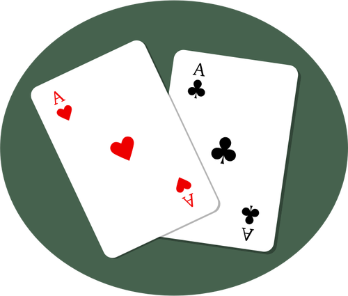 Aces of heart and and clubs playing cards vector graphics