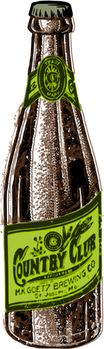 Ilustración de vector de botella de cerveza marrón y verde