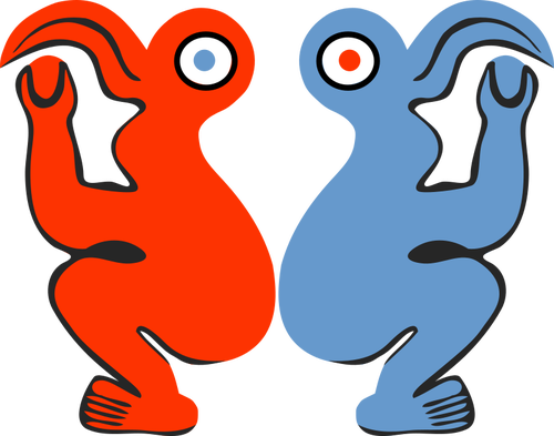 Vector Clipart de vermelho e azul do homem-pássaro ilha Oriental