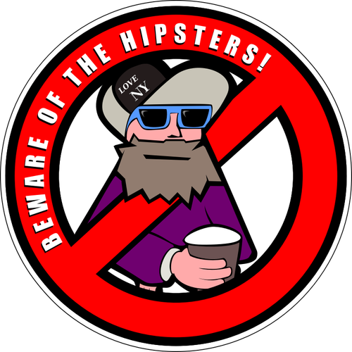 Waspadalah terhadap tanda hipsters vektor seni klip