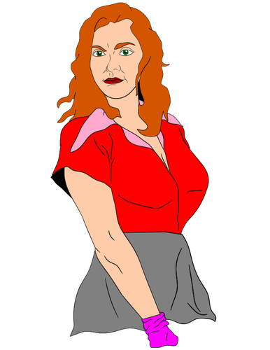 Векторное изображение человека, глядя женщина в красной рубашке