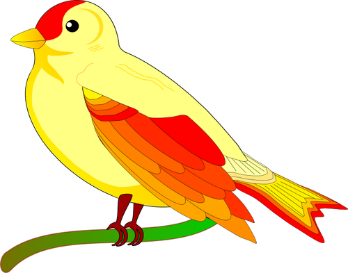 Vector afbeelding van kleurrijke sparrow op vertakking van de beslissingsstructuur