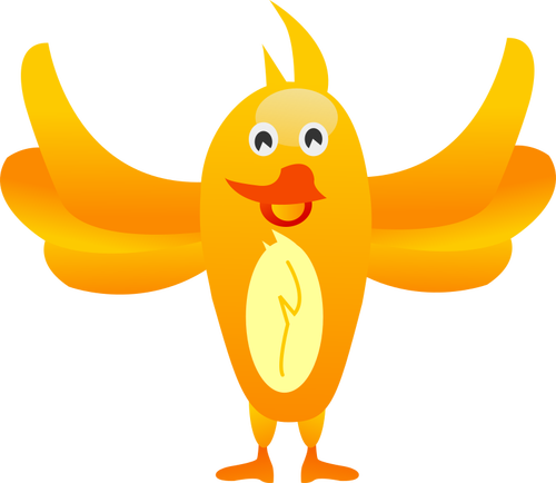 Happy oransje fuglen med vinger spredt bredt vektor image