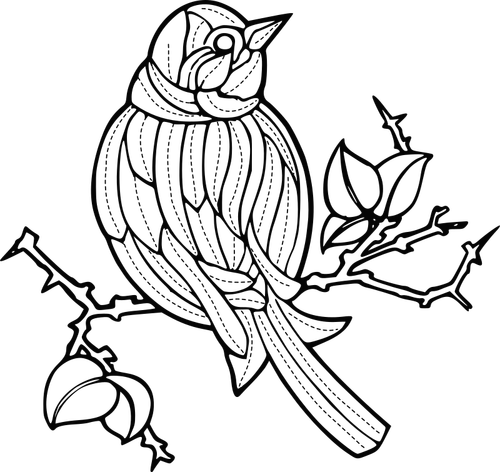 कढ़ाई पैटर्न के साथ एक पक्षी के वेक्टर छवि