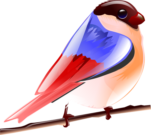 Vector afbeelding van kleurrijke sparrow op een boomtak