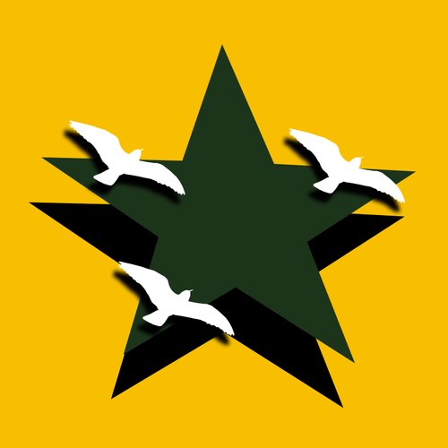 Clipart morskich ptaków przelatujących nad gwiazdą zielony ciemny