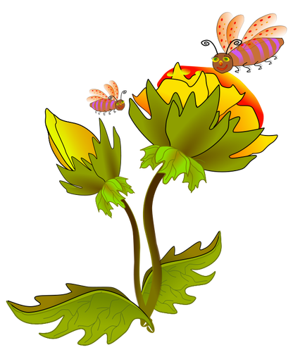 Abelhas em uma ilustração do vetor de flor