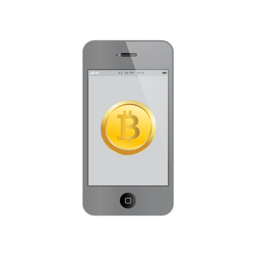 Bitcoin su iPhone illustrazione vettoriale