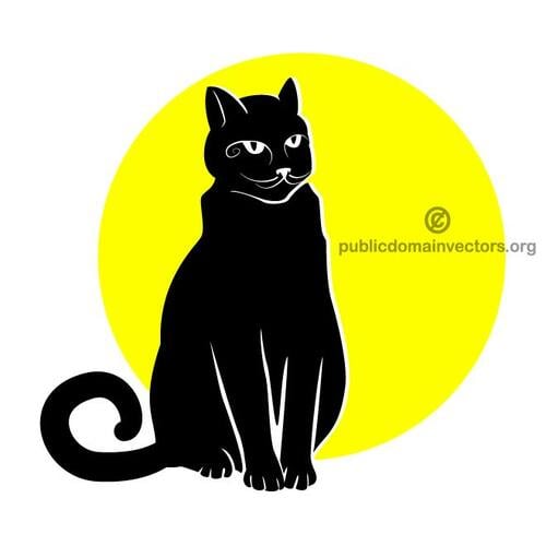 Chat noir sur fond jaune