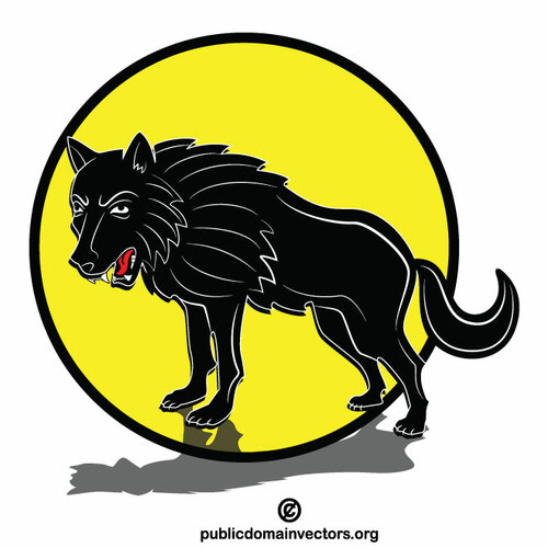 Zwarte wolf silhouet