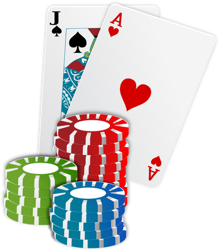 Vektorikuva kasinopelimerkkien pokerikorteista