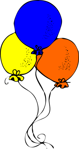 Ballons orange et jaunes bleus