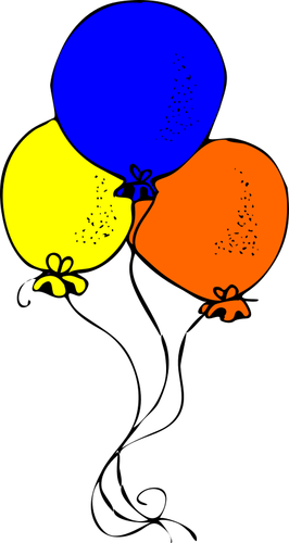 Blauw oranje en gele ballonnen