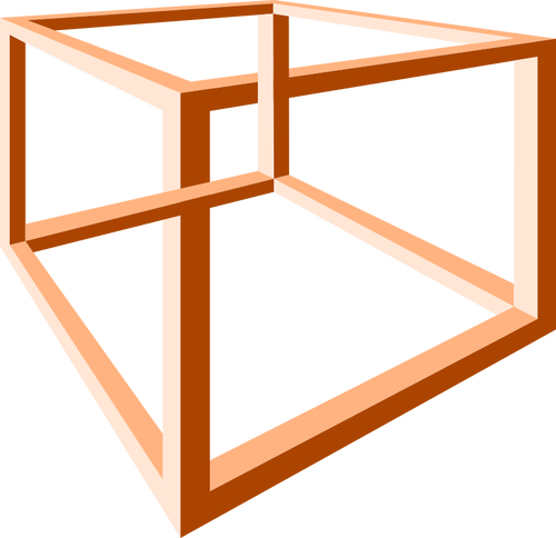 Illusione ottica di una ClipArt vettoriali di Impossibile costruzione arancione