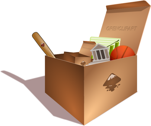 Ilustraţie vectorială a cutie de carton plin de junk